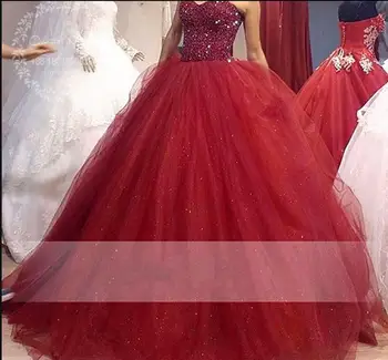 

2017 new arrival burgundy ball gown heavily beading prom dress strapless with sweetheart neck real picture prom gowns hot sale