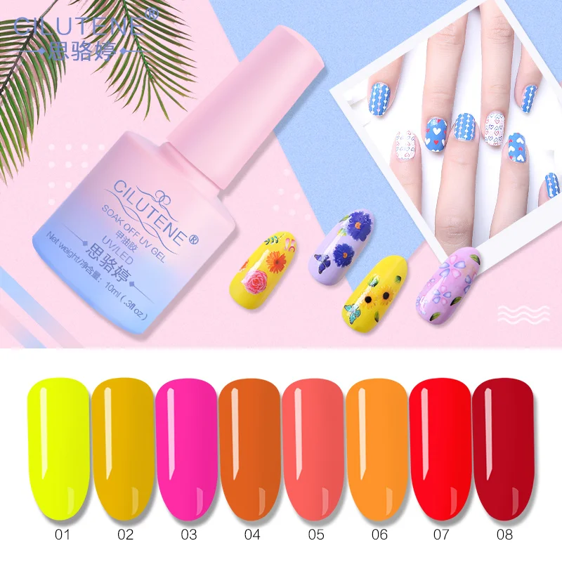 

Nail Art Design Manicure Gel Varnish Cilutene 108 Color 10Ml Soak Off Enamel Gel Polish LED UV Gel Nail Polish Lacquer Shilak