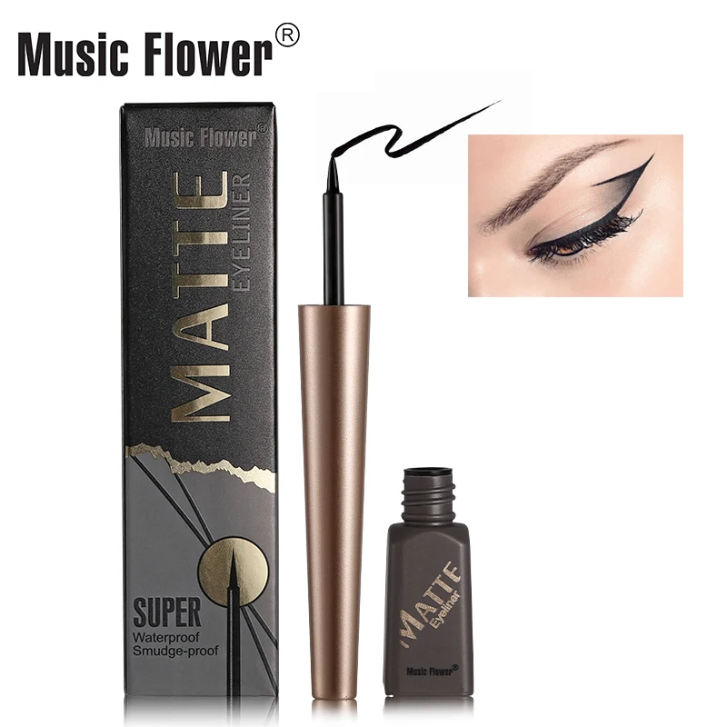 Original Music Flower Matte Liquid Eyeliner Pen Waterproof Long-lasting Eye Applicator Black Smudge-proof Quick-Dry Women Makeup |