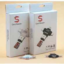 4 в 1 типа с молния micro чтения карт памяти micro sd card reader cle usb для android otg читатель умнее телефонов ipad/iphone