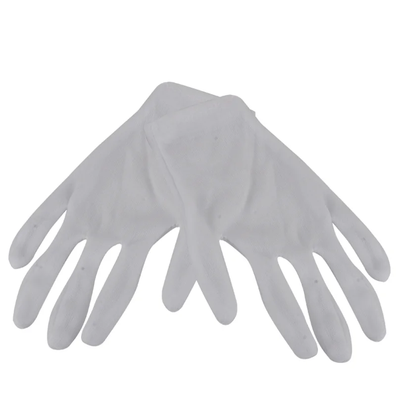

12 Pairs/Set High Quality Elastic White Nylon Anti-Fingerprint Work Gloves for Coin Jewelry Biological Medicine Inspection