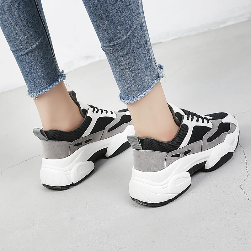 Autumn Platform White Sneakers Women Shoes Black Sneakers feminino Female Casual Shoes Trainers chaussures femme A4-26