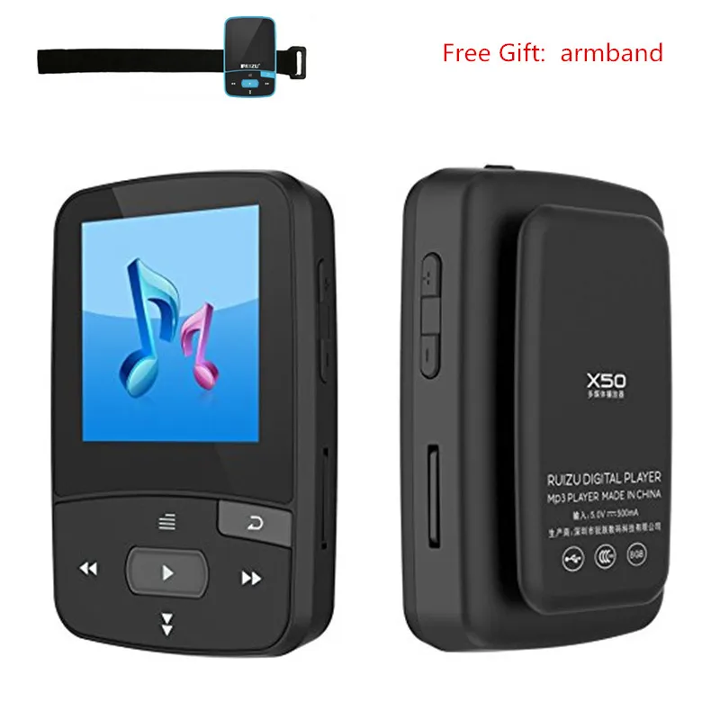 

Mini MP3 Player Bluetooth 4.1 RUIZU X50 Clip MP3 Player 8GB Sport Running Audio Player MP3 with FM Radio SD TF Card Slot