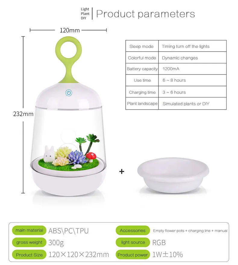 Новинка, светодиодный светильник с зарядкой от usb, яркий,, микро-пейзаж, растение, детский, светодиодный, креативный, сделай сам, Бабочка, кролик, горшочек, ночной Светильник s