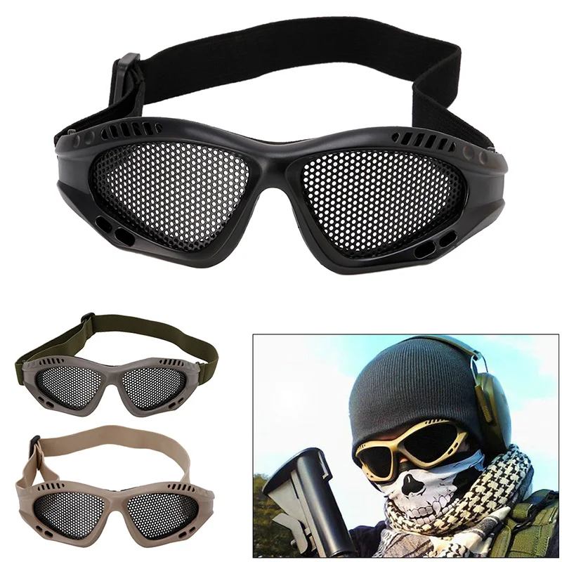 Outdoor Eye Protective Comfortable Airsoft Safety Tactical Glasses Goggles Anti Fog With Metal Mesh 3 Colors
