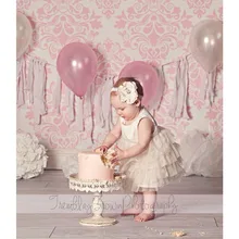 NeoBack 3x5ft 6x9ft тонкий виниловый розовый дамасский орнамент фоны новорожденный ребенок Печатный торт на день рождения Smash Backdrops B0937