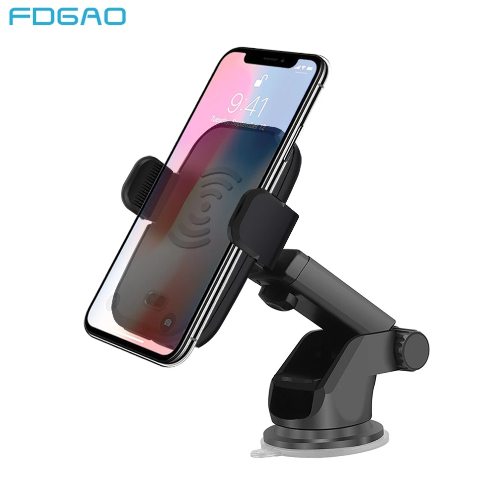 Fdgao 10W Car Mount Qi Wireless Charger For iPhone XR XS Max X 8 Fast Charging Car Phone Holder Stand for Samsung Note 9 8 S9 S8