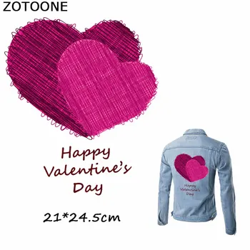 

ZOTOONE Happy Valentine's Day Double Sweet Heart Patchesfor Clothing Iron on Transfer DIY Thermo Stickers on Clothes Applique E