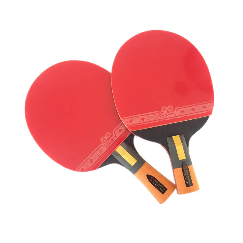 أفضل جودة الكربون مضرب تنس الطاولة مضرب مع مقبض تنس الطاولة المطاط بينغبونغ قصيرة rackt مقبض طويل الهجومية