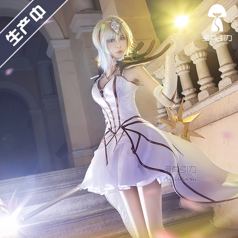 

IN STOCK Free Shipping LOL Elementalist Lux Cosplay Costume Halloween Uniform Outfit Collar+Dress+Gloves+Skirt S M L