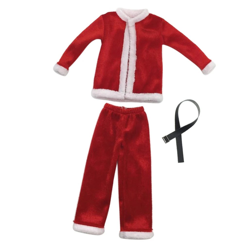 1:6 Scale Christmas Clothes Costume Set &Hat Santa Claus Cap for 12inch Action Figure Doll Toy Accessories
