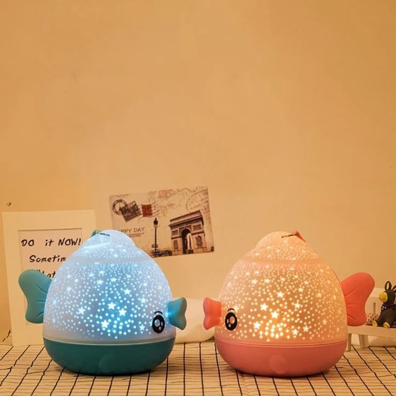 Lucky Fish Starry Sky Projector LED Night Light Wireless Remote Control Novelty Rotating Friends Gift Night Lamp for Baby Kids (4)
