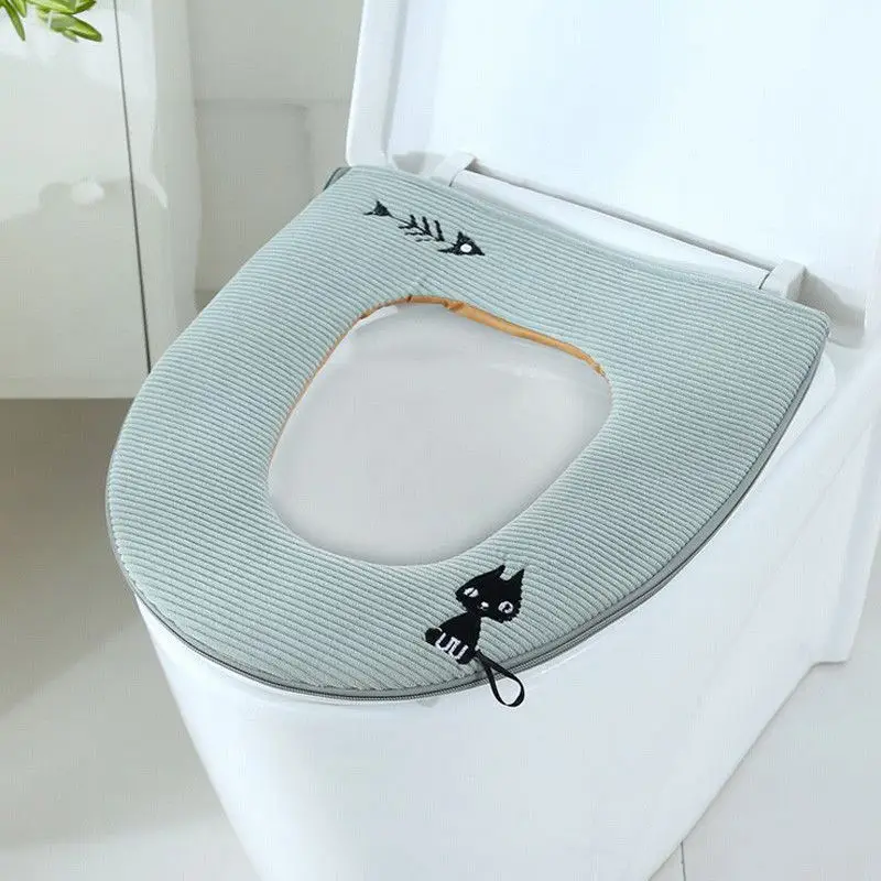 US ванная комната туалет сидение для унитаза моющиеся мягкие теплые коврики коврик наволочка - Цвет: Зеленый