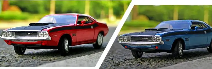 Dodge Challenger 1970 мышцы Ретро Спорт, 1:24 передовая игрушечная машинка из сплава, Коллекционная модель