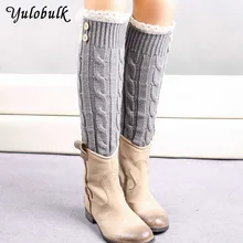 Женские носки в виде ботинок со шнуровкой, вязаные гетры с пуговицами, теплые гетры с манжетами, высокие гетры до колена, женские сапоги, Topper Meias E Polain
