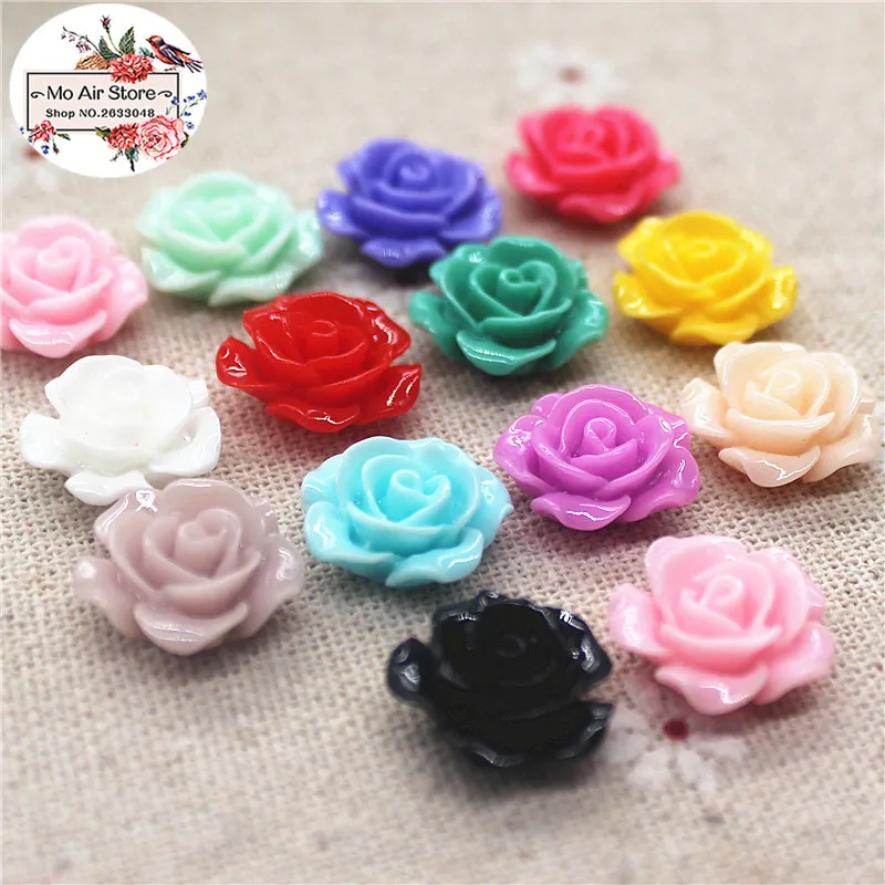 Mixed Color flower camellia resin flatback cabochon 50pcs 15mm DIY jewelry/phone decoration No Hole