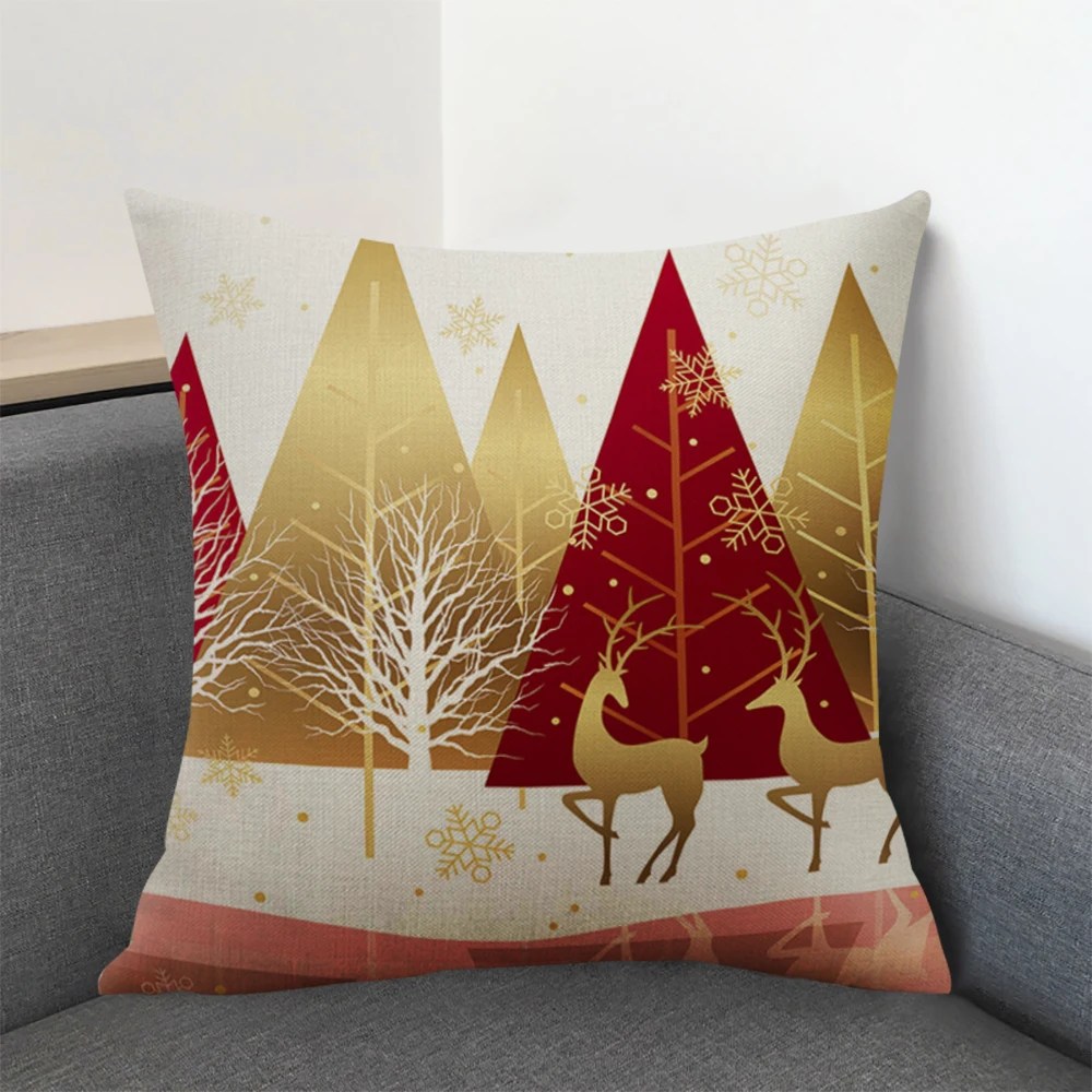 

Elk Printed Christmas Cushion Cover Snowman Decorative Throw Pillow Case 45x45cm Sofa Seat Decorative Cushion Pillows Cover
