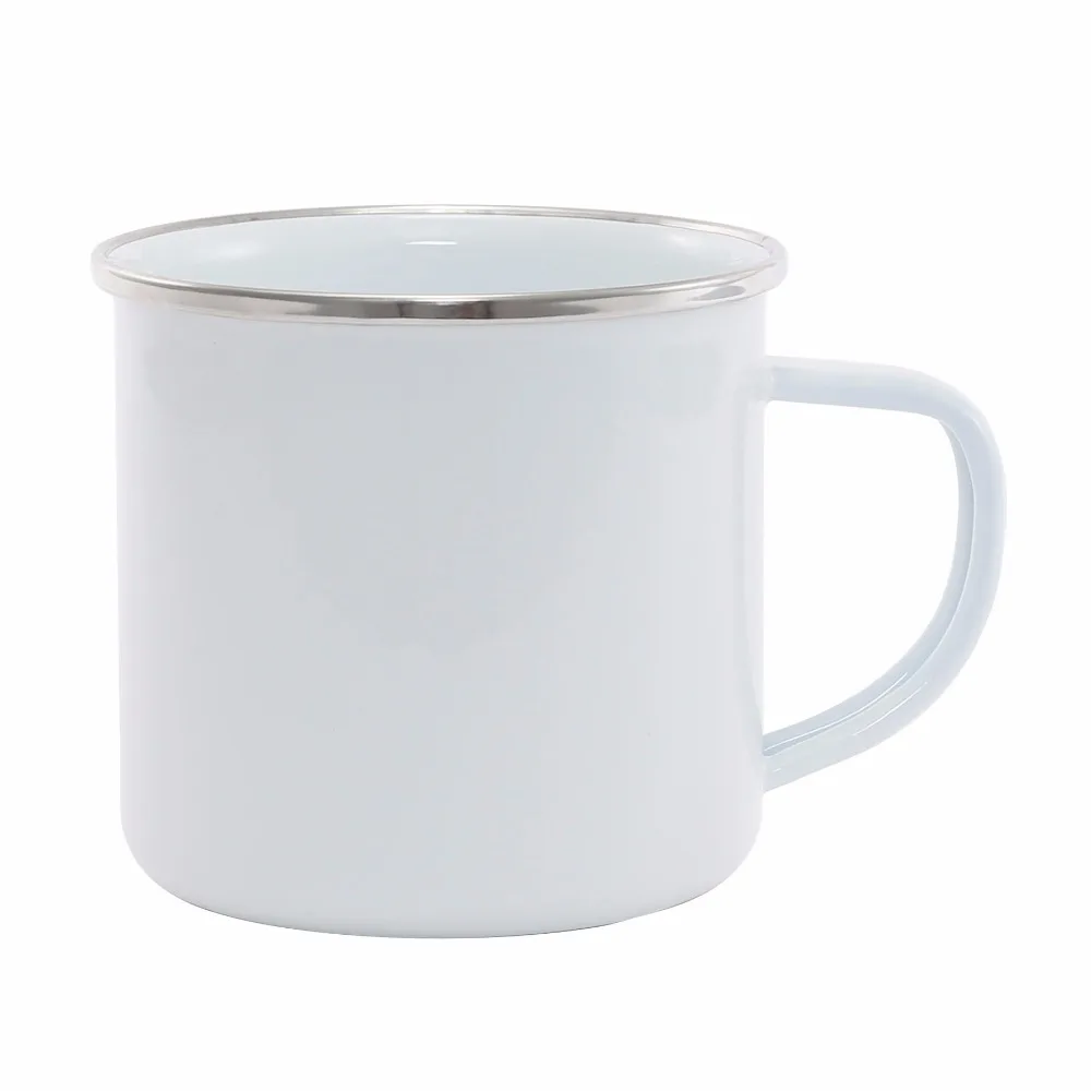 

Large Capacity White Simple Enamel Mug, Home Office Coffee Mug, Milk Cup