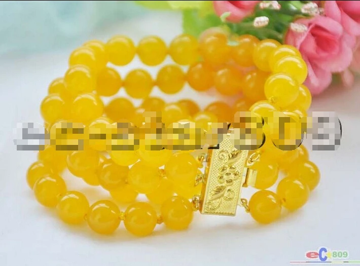 

Free shipping >>>>>>S1959 4row 8" 10mm yellow round bead bracelet