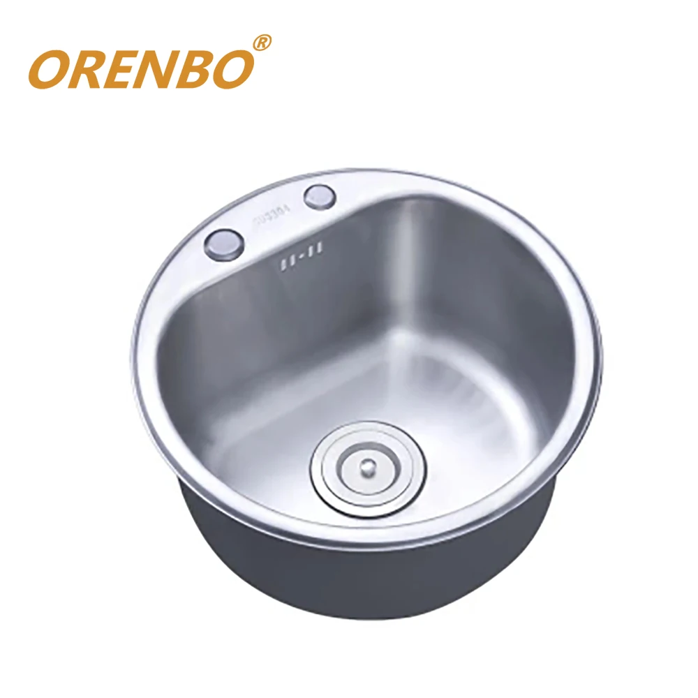 Us 122 64 37 Off Polishing Kitchen Sink Faucet Sink Stainless Steel Single Bowl Round Sink With Accessories Choice Of Various Kitchen Faucets In