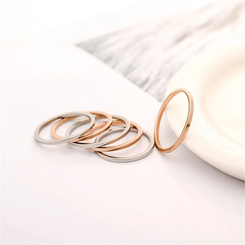 Martick 1 мм, тонкое серебряное кольцо для пары из нержавеющей стали, простое модное кольцо на палец из розового золота для женщин Anillos R3