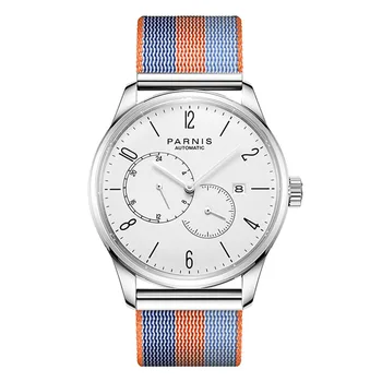 

Parnis Business Seriers Mens 100m Waterproof Dual Windows Dial Classic Fashion Automatic Self-Wind Mechanical Watch Wristwatch
