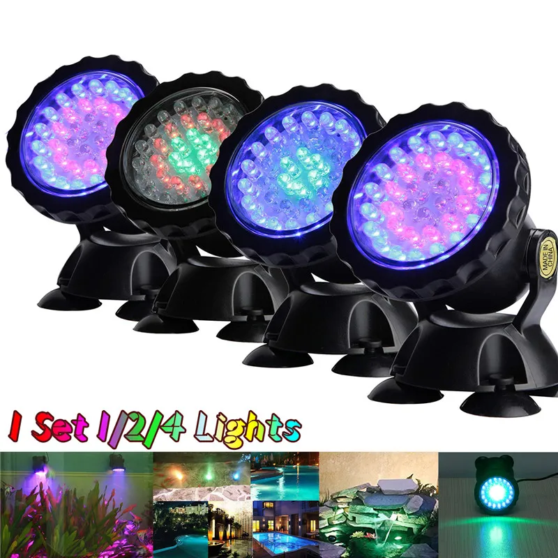 4x LED RGB Unterwasser Aquarium Teich Pool Beleuchtung Lampe Licht Deko IP68 DHL 