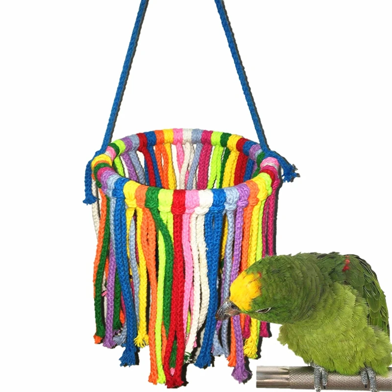 font b Pet b font Bird Parrot Toy Cotton Rope Chewing Bite Hanging Cage Swing