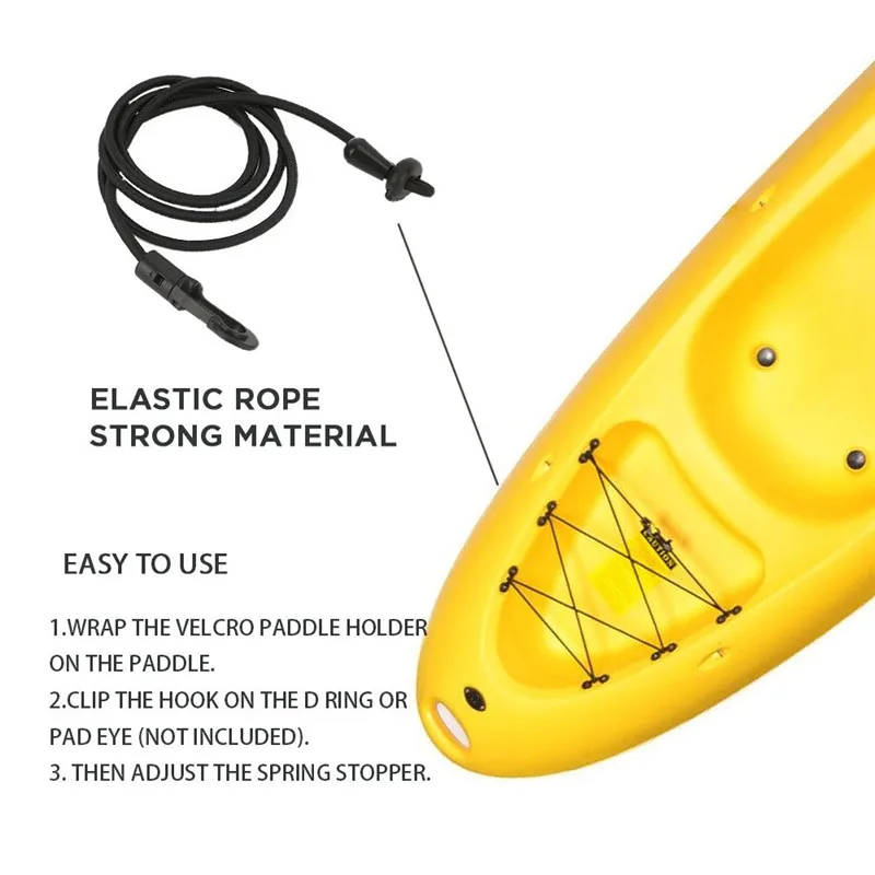 

2 Pcs Adjustable Rubber Kayak Safety Rope Bungee Paddle Leash Fishing Rod Leash Accessory Leash Kayaking Safety Cord 2 to 4 feet