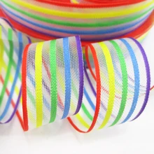 David acessórios largura: 21mm arco-íris cores organza poliéster fita 5 jardas, diy materiais feitos à mão, envoltório de presente de casamento, 5y42268