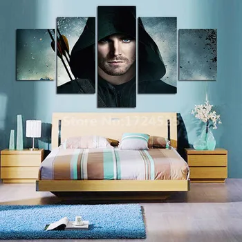 

5 Panels Green Arrow Movie Modern Canvas Prints Home Decor Large HD The Batman Vs Superman Modular High Quality Pictures