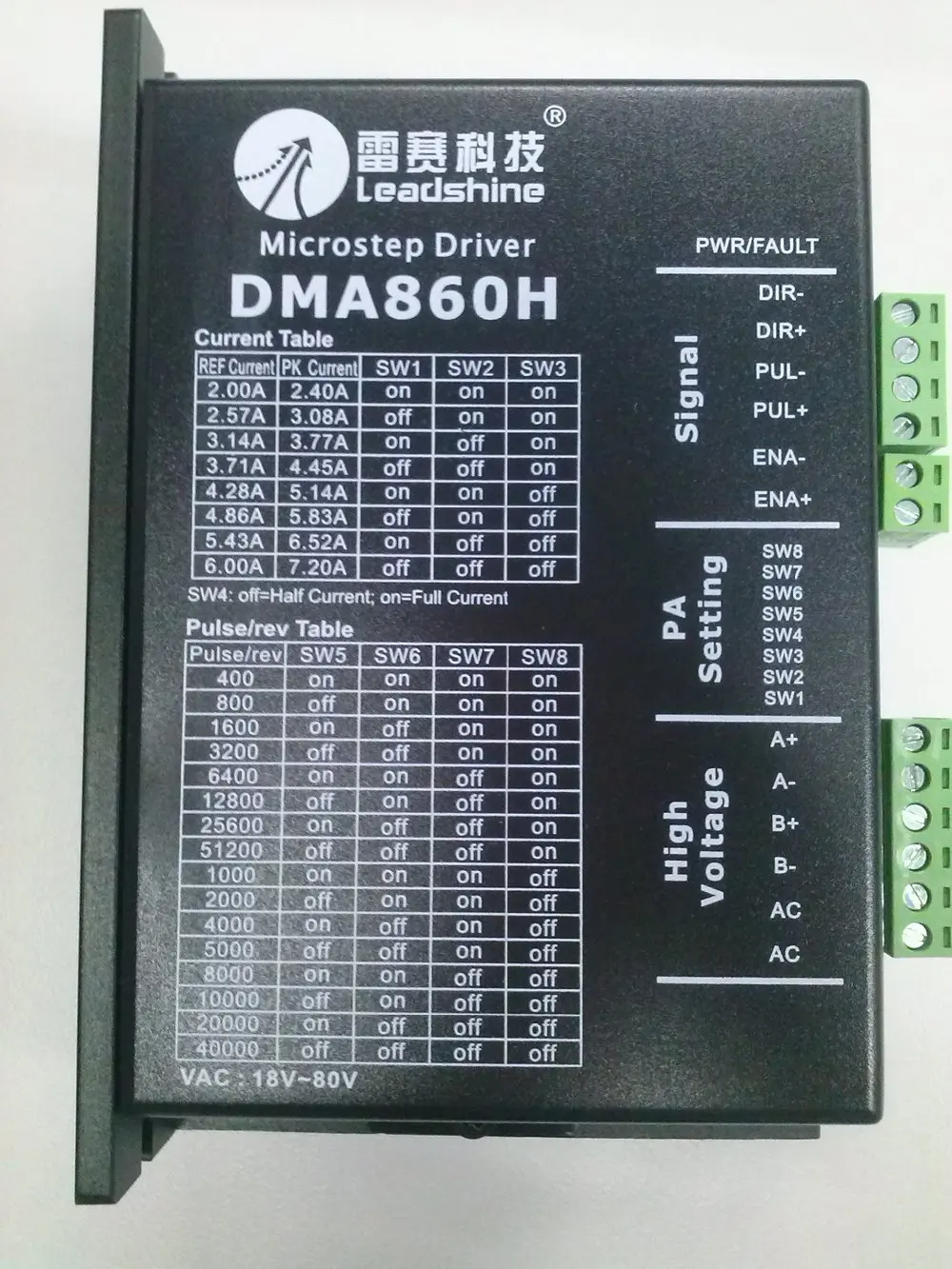 

Hot recommend Leadshine DMA860H 7.2A Stepper Motor Driver DC 24-80V for 86/110 2-Phase Stepper Motor