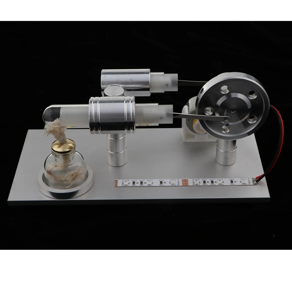 Stirling Engine Model M15A (With Colorful LED Lights) - Conversion of Heat Energy to Electrical Energy