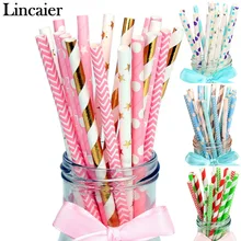 Lincaier 25Pcs Paper Drinking Straws Wedding Party Table Decorations Birthday Kids Boy Girl Baby Shower Pineapple