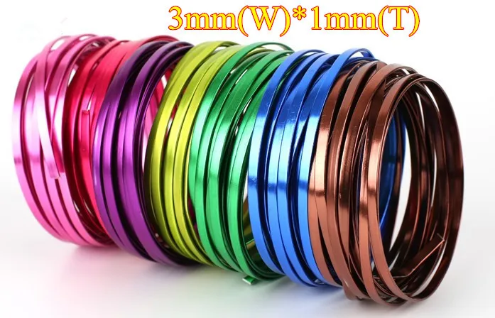 

7colors FLAT Anodized Aluminum Wire for Wrapping 3x1mm Flat DIY craft accessory bracelet necklace free shipping 15m