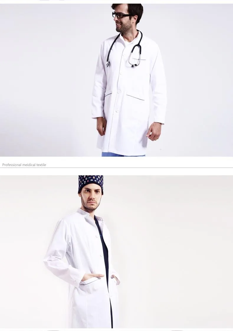 Больница доктор Стенд воротник с длинным рукавом Мужчины Женщины медицинская рубашка одежда, Лаборатория& ветеринарная больница& салон красоты медицинский костюм, J35