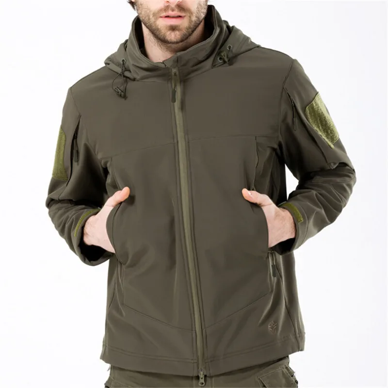 ESDY Winter Men's Outdoor Hiking Camping Lightweight Warm Softshell ... - ESDY Winter Men S OutDoor Hiking Camping Lightweight Warm Softshell Jacket Waterproof WinDproof Tactical Military HooDeD