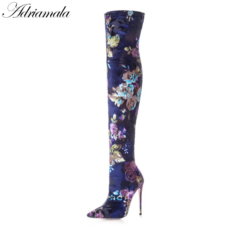 

2018 Autumn Sexy High Heels Over The Knee Boots For Women Pointed Toe Fashion Thigh High Boots For Plus Size Women Adriamala