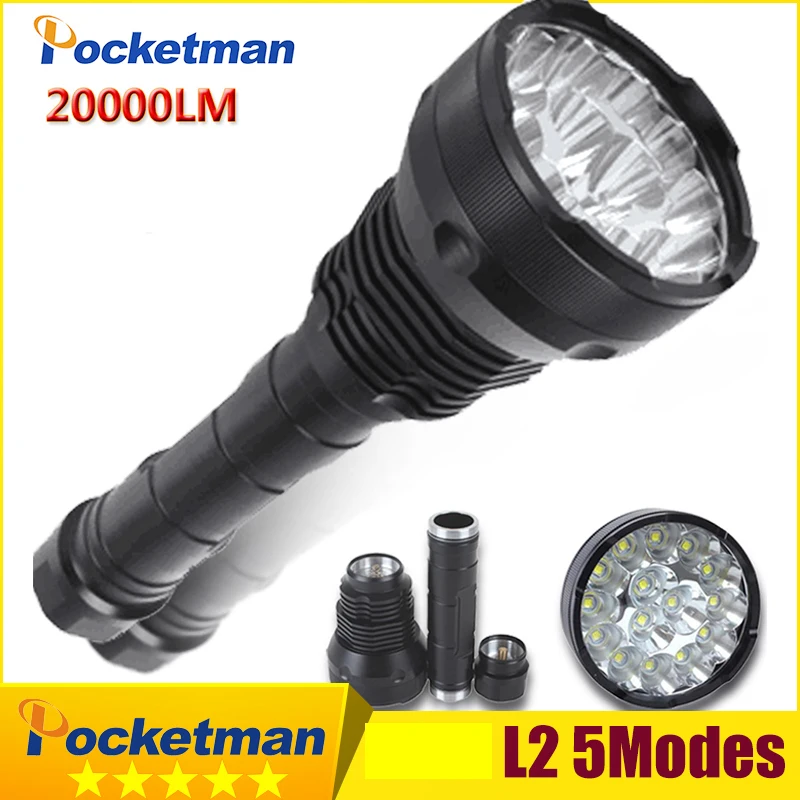 

20000 Lumens LED Flashlight 15* XM-L2 LED 5 Modes Waterproof Super Bright LED Torch Flashlight Linterna Lampe Torche Lamp