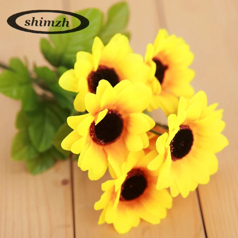 SHIMZH New Artificial Fake Sun Flower One Piece Yellow Color Silk Flowers For Home Garden Balcony Windowsill Decoration Bouquet SHIMZH New Artificial Fake Sun Flower One Piece Yellow Color Silk Flowers For Home Garden Balcony Windowsill Decoration Bouquet