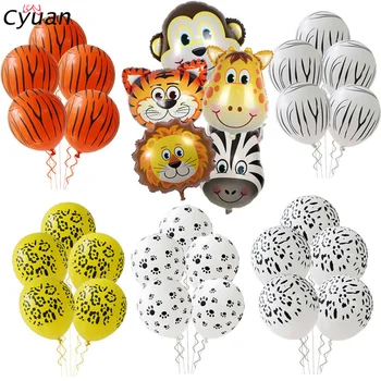 

Cyuan Lion Tiger Zebra Monkey Animal Shape Foil Balloons Jungle Party Favors Latex Balloons Kids Safari Birthday Wild One Balls