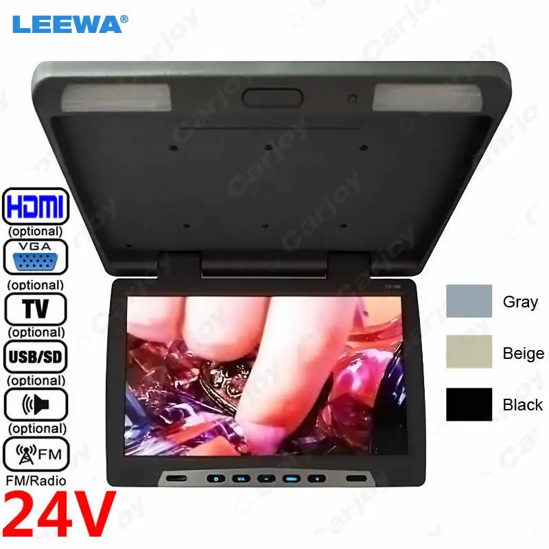 LEEWA DC 24V Autobus 15,6 palců LCD monitor pro střechu LCD Flip Down pro auto DVD DVD USB SD FM černý, šedý, béžový HDMI