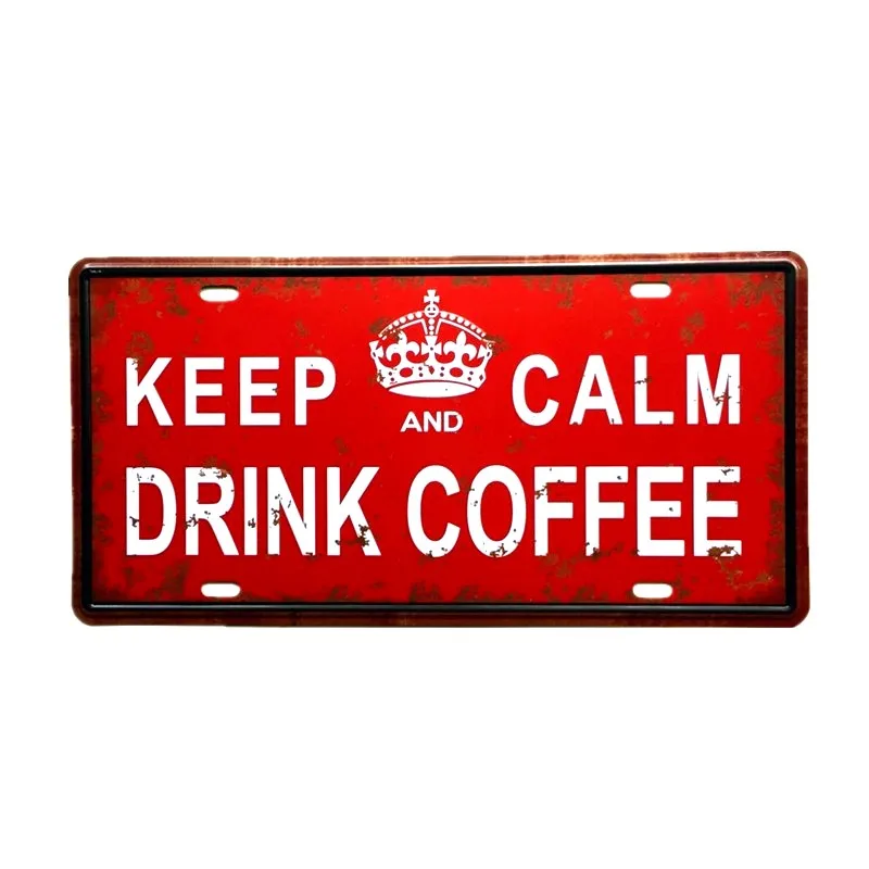 KEEP CALM AND DRINK кофейный номерной знак автомобиля винтажная жестяная вывеска Бар паба домашний Настенный декор Ретро металлический художественный плакат