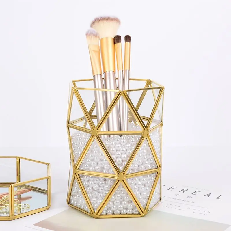 

Joint Triangle Pen Holder Makeup Brushes Vase Storage Box Home Office Desk Organizer Tool