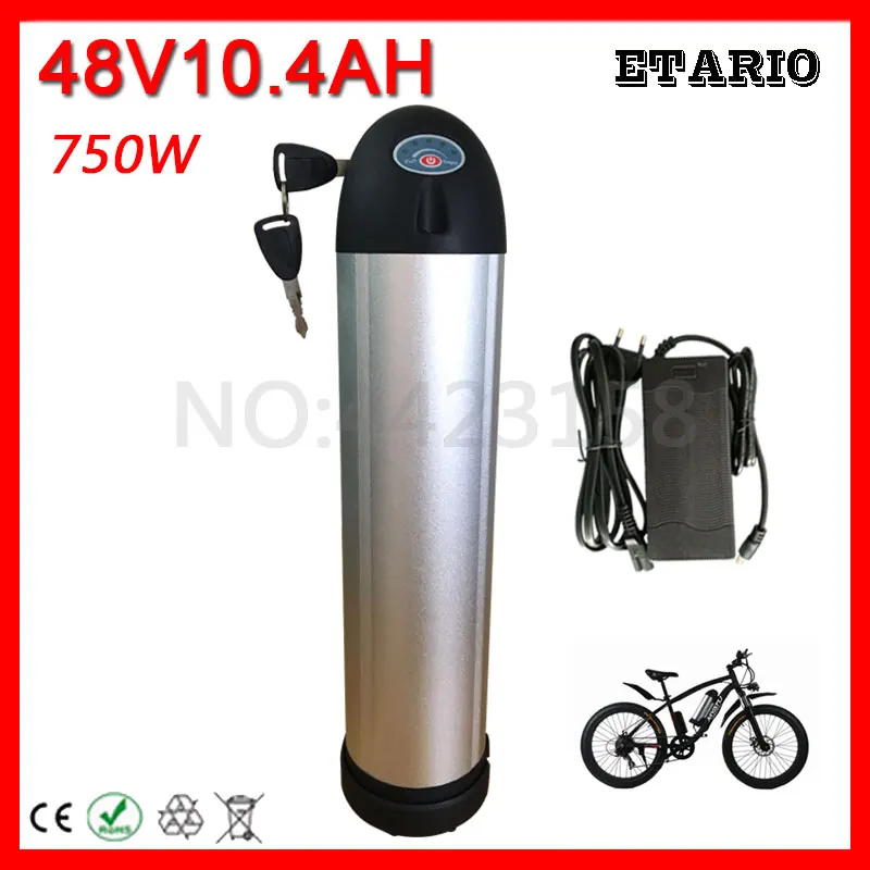 Cheap 48V Water Bottle battery 48V 10AH Electric Bike Battery 48V 500W bike Lithium battery with 15A BMS 54.6V 2A charger free tax 1