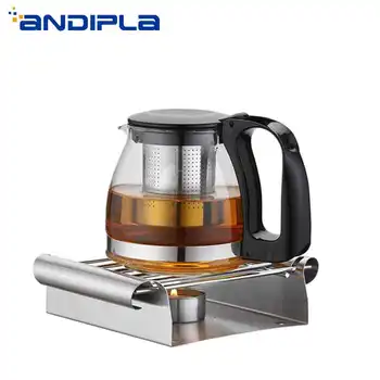 

Creative Stainless Steel Teapot Trivets Candle Holder Flower Teapot Warm Stove Heating Tea Coffee Milk Warmer Base Teaware Shelf