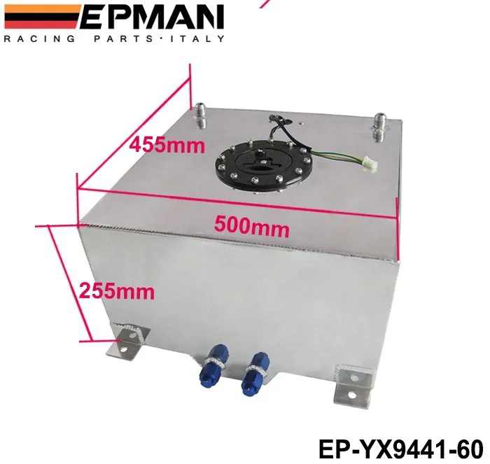 60L полированный алюминиевый гоночный/Дрифт/уличный топливный газовый бак+ уровень отправителя EP-YX9441-60