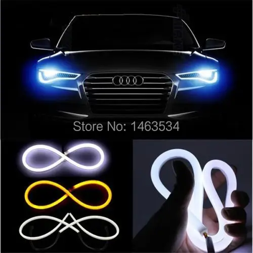 

Car modification lamp 60cm 12W Flexible Headlight Daytime Lamp Switchback Strip Angel Eye DRL Decorative Light With Turn Signal