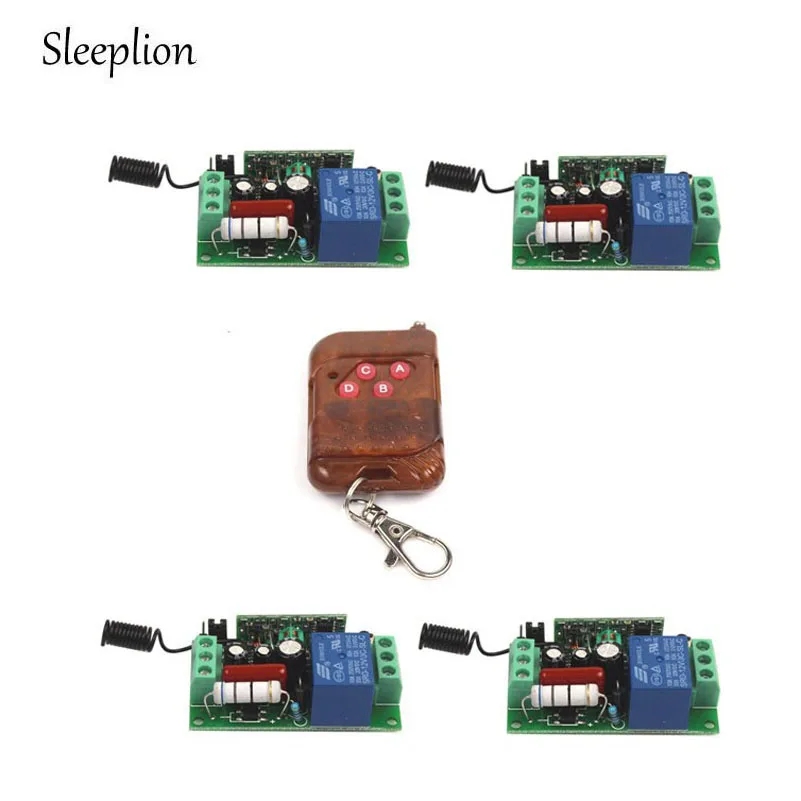 Sleeplion AC 220V 10A 4 relay 1CH 315MHz 433MHz 4 key wireless RF Control Switch Transmitter