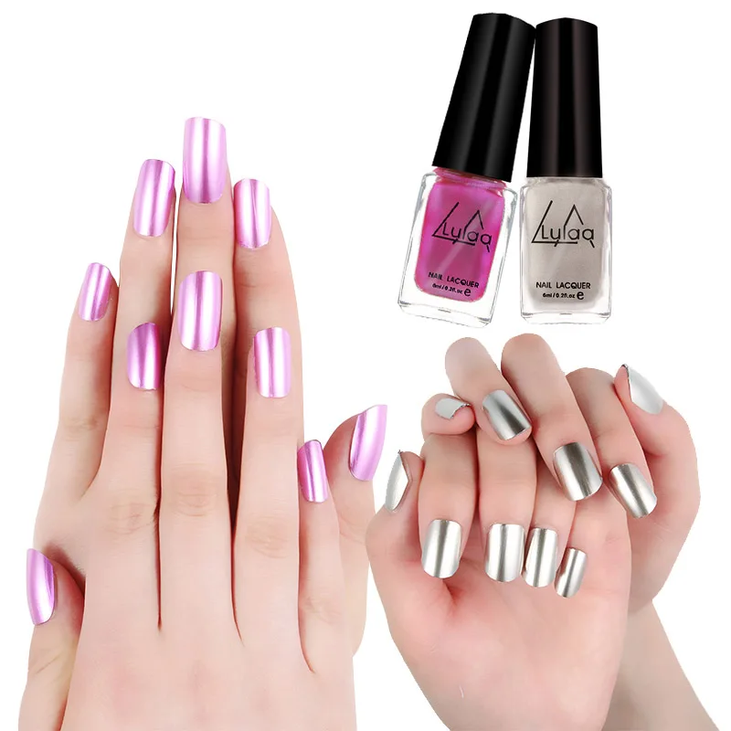 2017 New Colorful Mirror 6ml Nail Polish Plating Paste Metal Color Stainless Steel Nail Polish